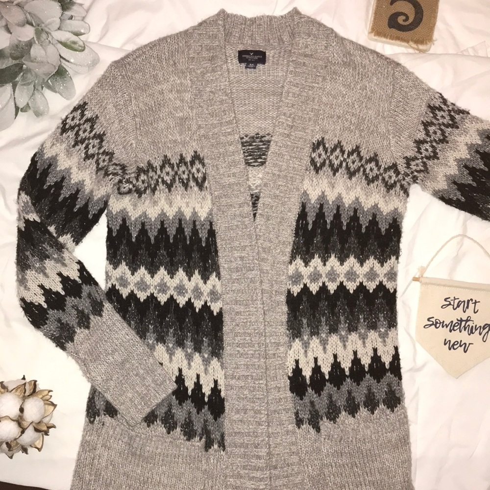 Grey Patterned Cardigan.